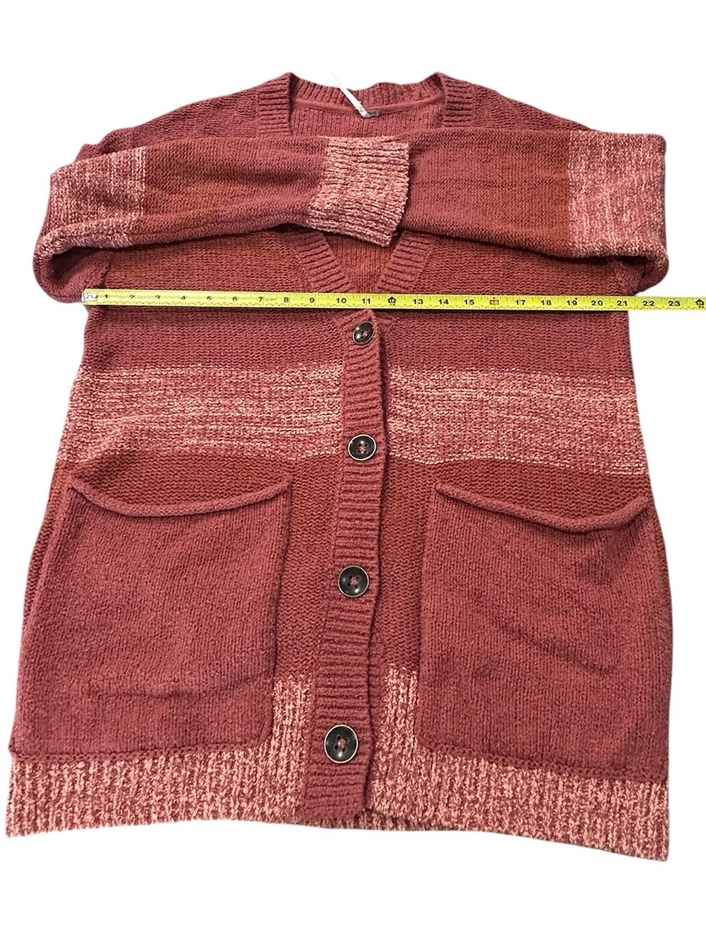 Free People Southport Beach Cardigan Chunky Knit Oversized In Blushes Combo XS - Picture 13 of 14